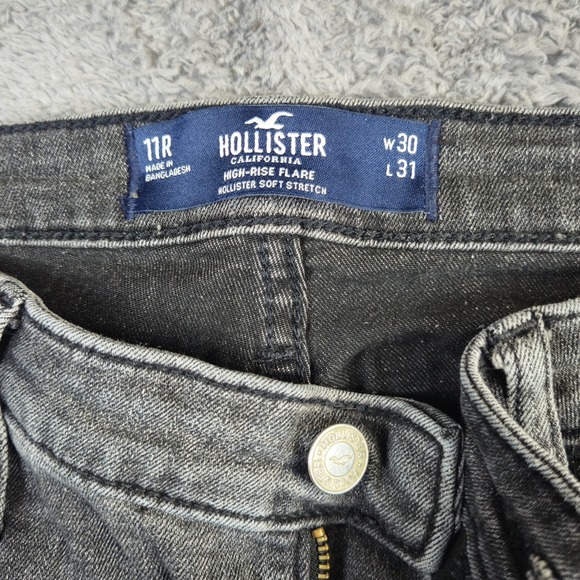 Hollister‎ Jeans Womens 11R 30x31 High Rise Flare Distressed Hem Stretch Denim - Picture 3 of 9